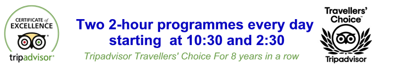Two 2-hr programmes at 10:30 & 2:30:  Tripadvisor Travellers' Choice for 8 years in a row