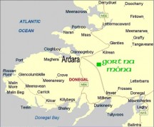 Map of how to find Gort na M�na B&B Accommodation, Ardara, Donegal, Ireland