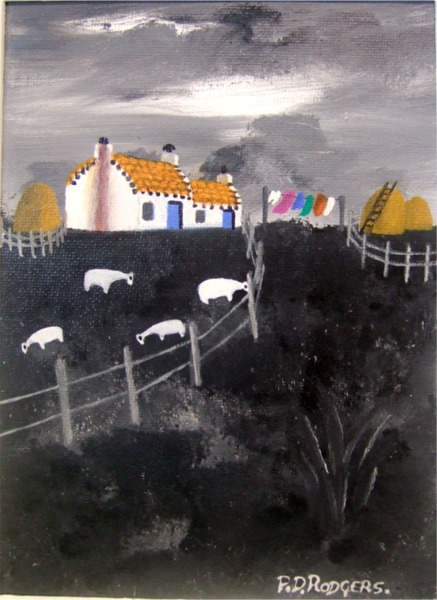 Tory Island farm scene painting by Patsy Dan Rodgers,Tory Island, County Donegal