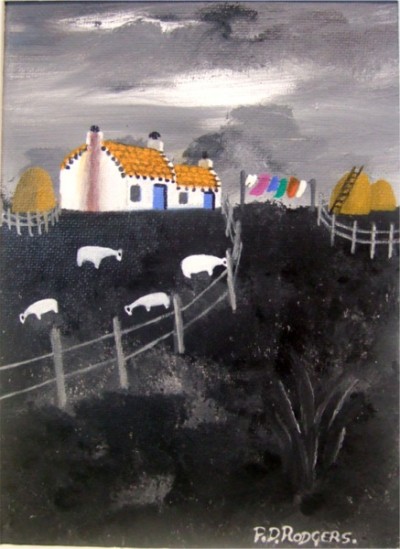 Tory Island farm scene painting by Patsy Dan Rodgers,Tory Island, County Donegal