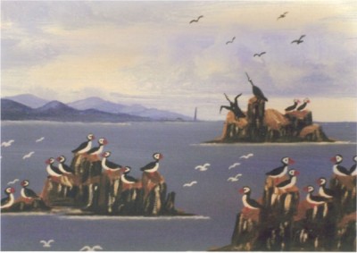 Tory Wildlife painting by Patsy Dan Mac Rua�ri, R� an o�leain, Tory Island Artist, Donegal, Ireland