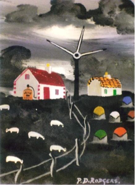 Tory Island Windmill painting by Patsy Dan Mac Rua�ri, R� an o�leain, Tory Island Artist, Donegal, Ireland