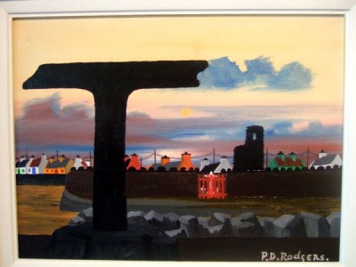 Tau Cross Tory Island painting by Patsy Dan mac Ruaidhr�