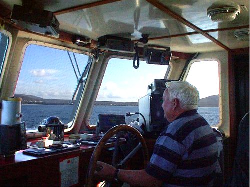 The wheelhouse of Torm�r, the Tory Island Ferry, with latest equipment