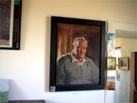 Painting of Derek Hill hanging in Dixon's Gallery, Tory Island Painting of Derek Hill hanging in Dixon's Gallery, Tory Island