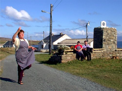 Mary McGinty dancing an impromptu jig to the music of Patsy Dan Rodgers